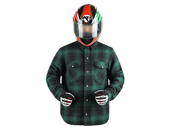 Plaid Bonded Fleece Motorcycle Shirt